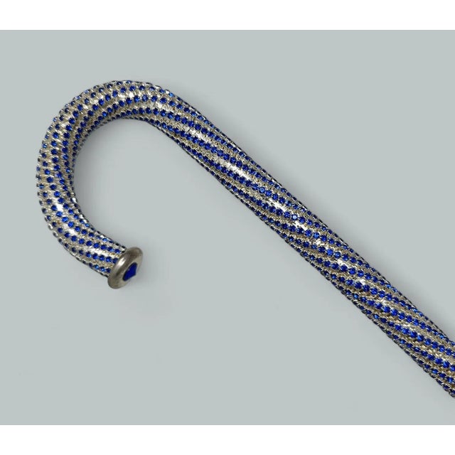 Stylish Solid Polished Ebonized Wooden and Sterling Silver Lady’s or Gentleman’s Walking Stick with Traditional Crook...