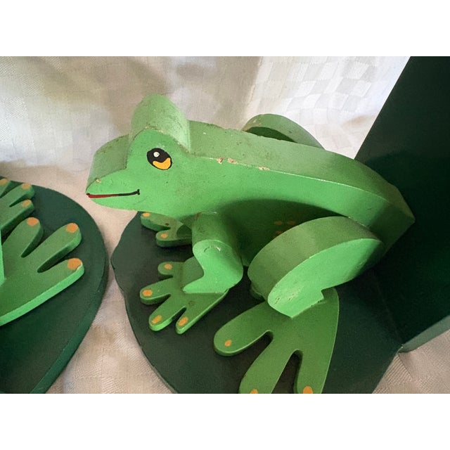 Pair of Handmade Wooden Frog Bookends For Sale - Image 9 of 11