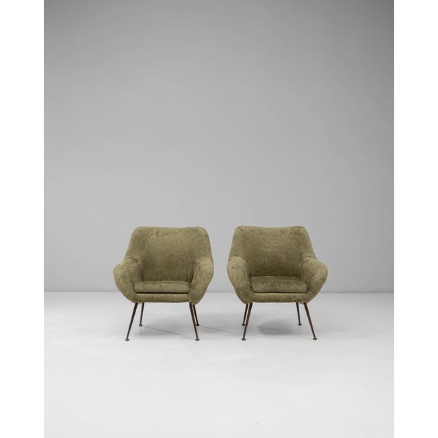 1960s French Green Art Deco Upholstered Armchairs - A Pair For Sale - Image 11 of 18