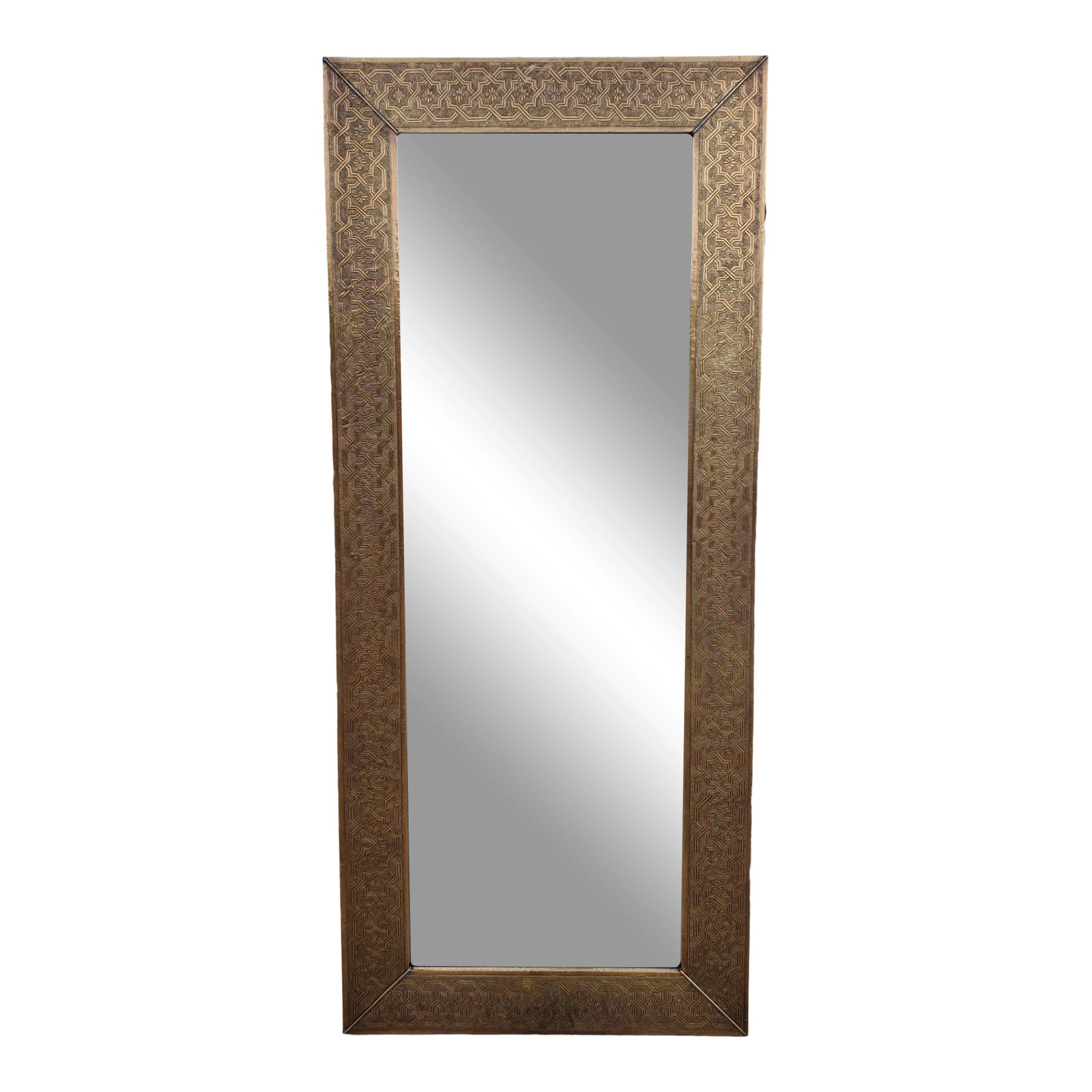 Contemporary Gold-Tone Extra Large Rectangular Metal Inlaid Mirror ...