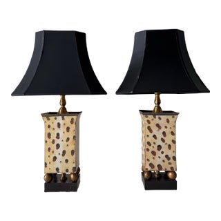 Late 20th Century Giraffe Tole Pagoda Table Lamps - a Pair For Sale