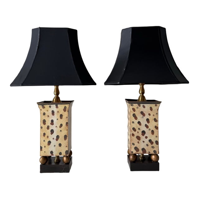 Late 20th Century Giraffe Tole Pagoda Table Lamps - a Pair For Sale