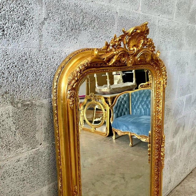 2020s French Style Gold Floral Floor Mirror – 5 Ft Tall Statement Mirror For Sale - Image 5 of 7