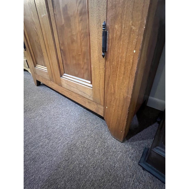 Antique Oak 2 Door Armoire Cabinet Pantry Late 1800's For Sale - Image 10 of 11