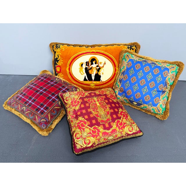 Cushions by Gianni Versace for Versace, Italy, 1990s, Set of 4, in Very Good conditions. Designed 1990 to 1999 This piece...