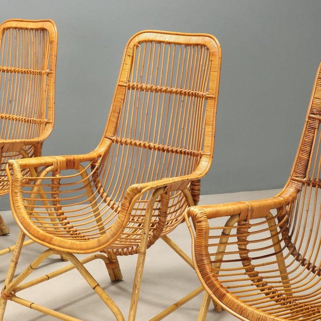 Rattan and Bamboo Armchairs, 1970s For Sale - Image 3 of 9