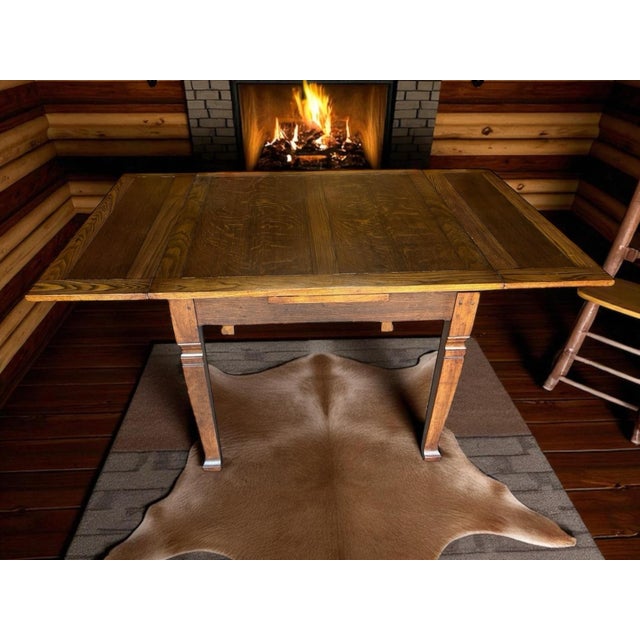 Brown 1930s Solid Oak Draw Leaf Table For Sale - Image 8 of 9