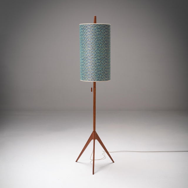 Scandinavian Floor Lamp with Rubelli Shade, 1960s For Sale - Image 6 of 6