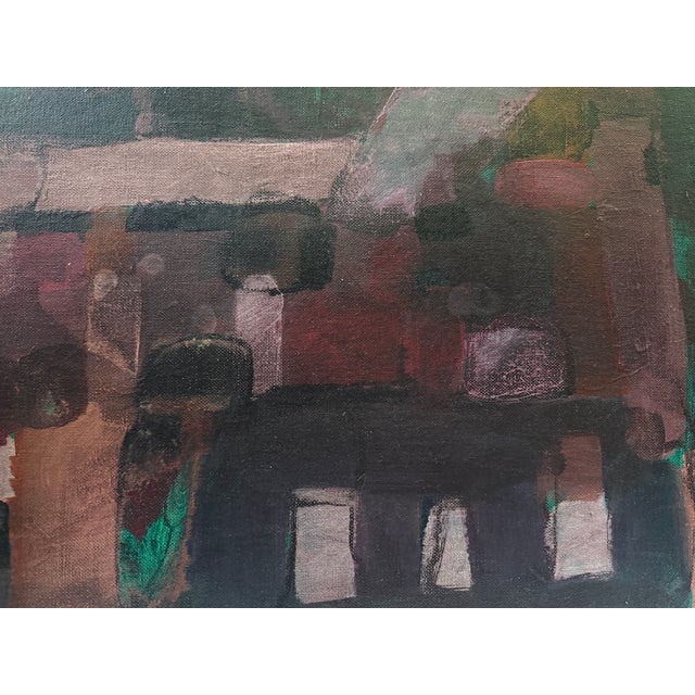 Haunting Glow (1954) — Mid-Century American Abstract Cityscape, Oil on Panel | Cranbrook Provenance For Sale - Image 4 of 4