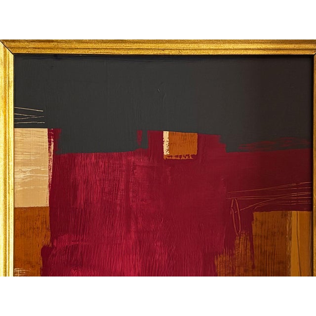 2020s "Velvet Desire" Abstract Art in Antique Frame, Red Abstract Painting by JTS For Sale - Image 5 of 11