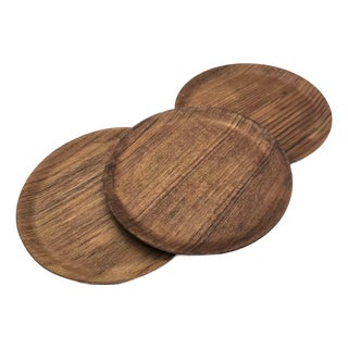 Mid 20th Century Teak Bentwood Appetizer Plates or Trinket Dishes, Set of 3 For Sale