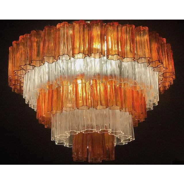 Amber and Ice Color Murano Glass Chandeliers or Flush Mounts, 1970, Set of 2 For Sale - Image 3 of 18