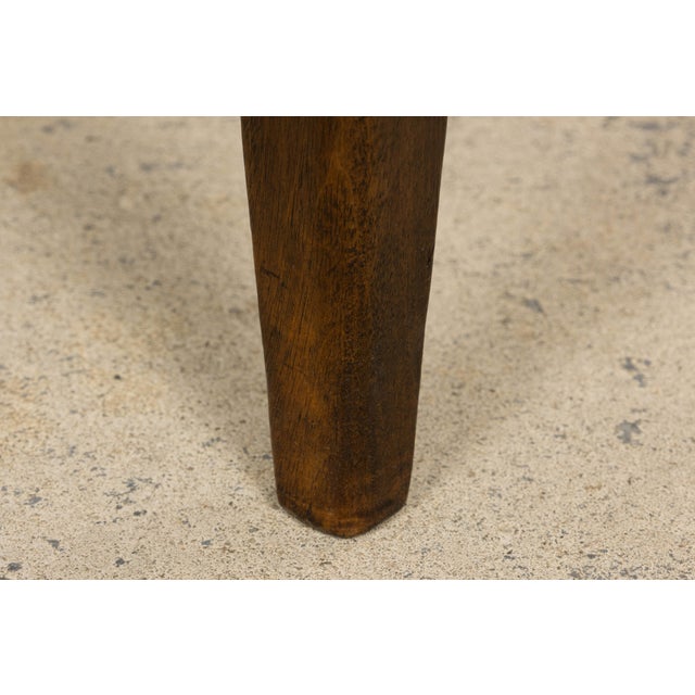 1920s French Art Deco Walnut Dining Chairs W/ Striped Linen - Set of 6 For Sale - Image 13 of 18