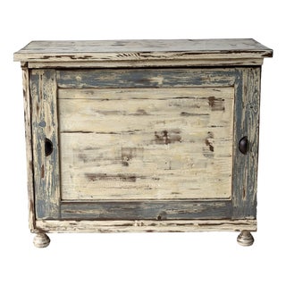 Rustic Distressed Wooden Cabinet with Storage Shelf, 1960s For Sale