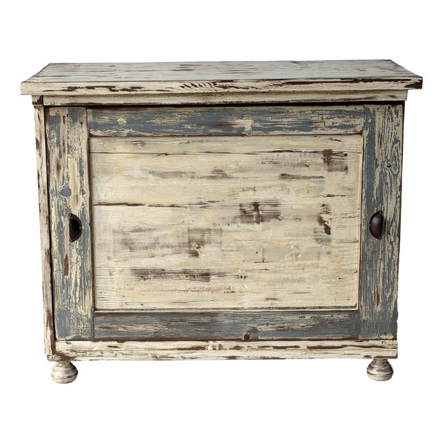 Rustic Distressed Wooden Cabinet with Storage Shelf, 1960s For Sale