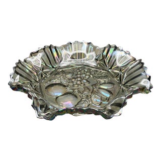 Vintage Federal Glass Smokey Gray “Pioneer” Carnival Glass Fruit Bowl For Sale
