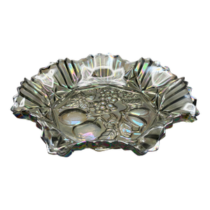 Vintage Federal Glass Smokey Gray “Pioneer” Carnival Glass Fruit Bowl