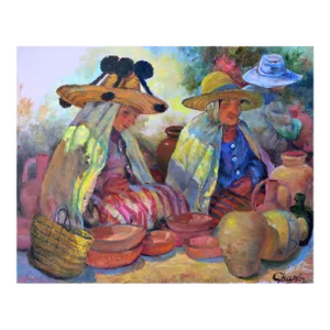 Pottery Sellers, Jalal Gharbi Oil on Canvas Painting
