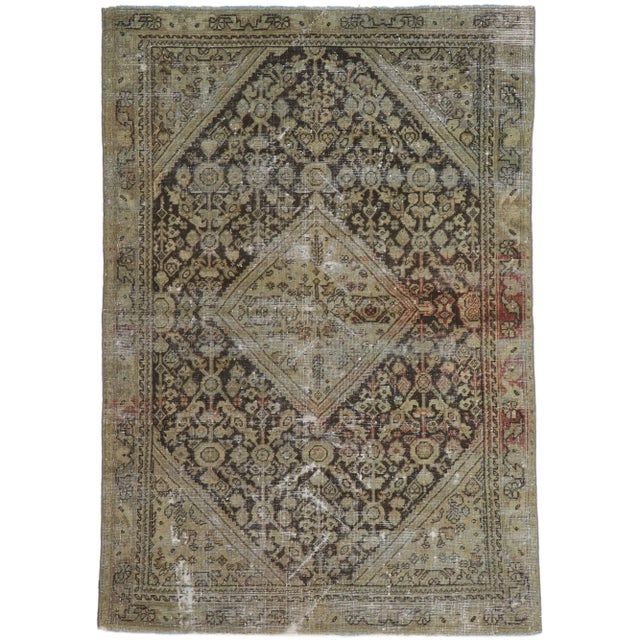 Antique Persian Mahal Rug - 04'01 X 06'00 For Sale - Image 9 of 9