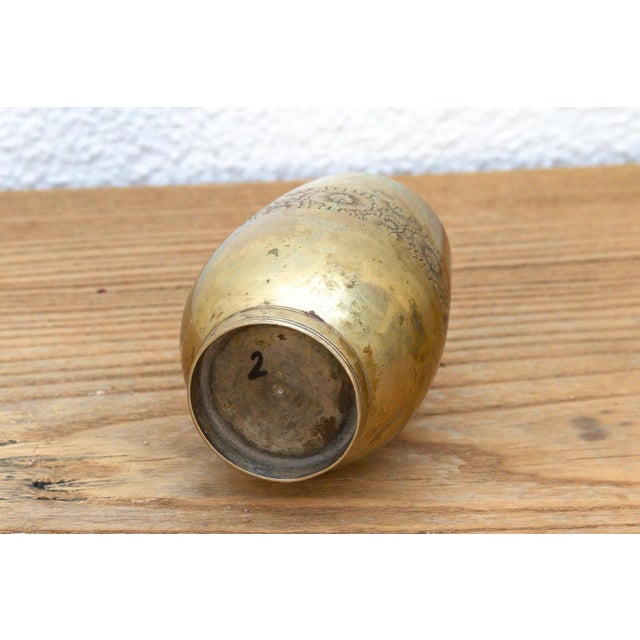 Metal Kashmiri Brass Floral Engraved Cup For Sale - Image 7 of 8
