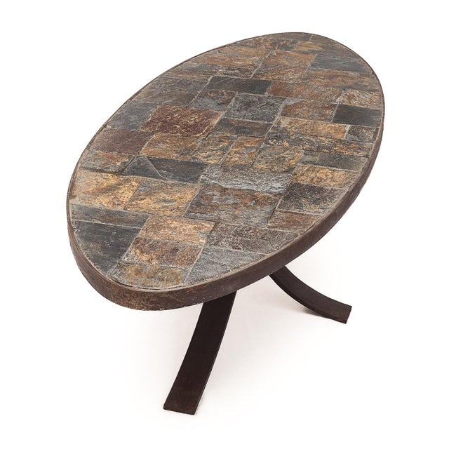 Brutalist Oval Coffee Table, 1950s For Sale - Image 6 of 10