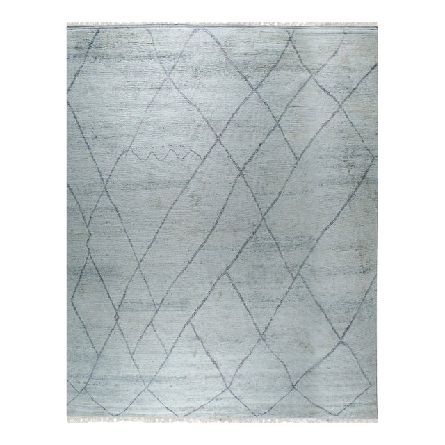 6x9 Penelope Diamond Silver Diamond Modern Hand Knotted Wool Carpet Rug For Sale