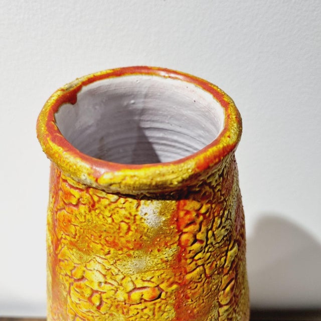 1970s Vintage Bohemian Style Yellow Ceramic Vase, 1970s For Sale - Image 5 of 8