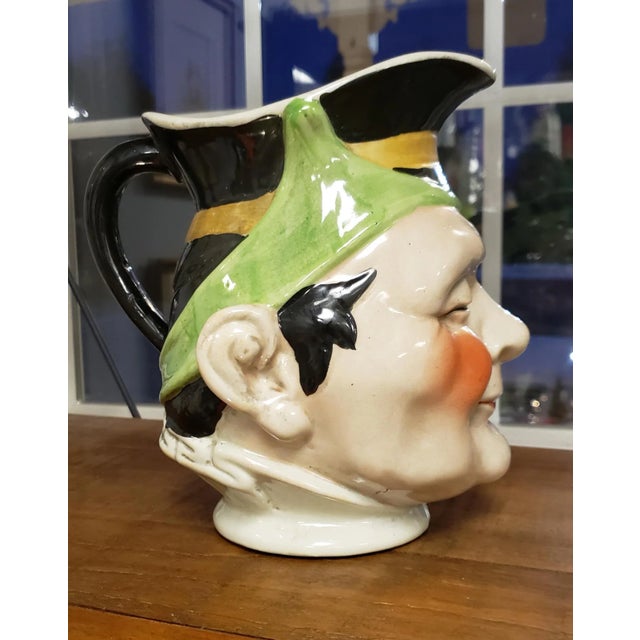 French Antique Mid 19th Century Majolica Sarreguemines Character Jug For Sale - Image 3 of 4