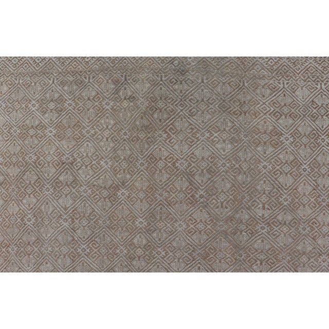 Taupe All-Over Design Turkish Vintage Kilim Rug in Tan, Taupe and Earth Tones For Sale - Image 8 of 11