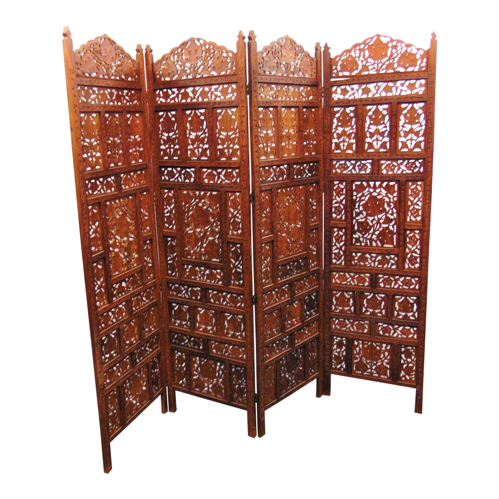 Mid Century Teak Carved Folding Dressing Screen Chairish