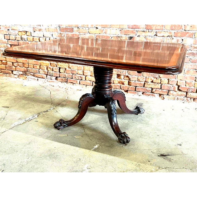 1950s Vintage English Mahogany With Rosewood Banding Pedestal Tilt Top Table For Sale - Image 4 of 12