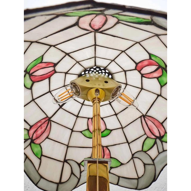 2000 - 2009 Vintage Brass Lamp with Tiffany Shade For Sale - Image 5 of 8