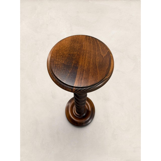 Wood Vintage English Oak Open Barley Twist Pedestal Plant Stand For Sale - Image 7 of 8