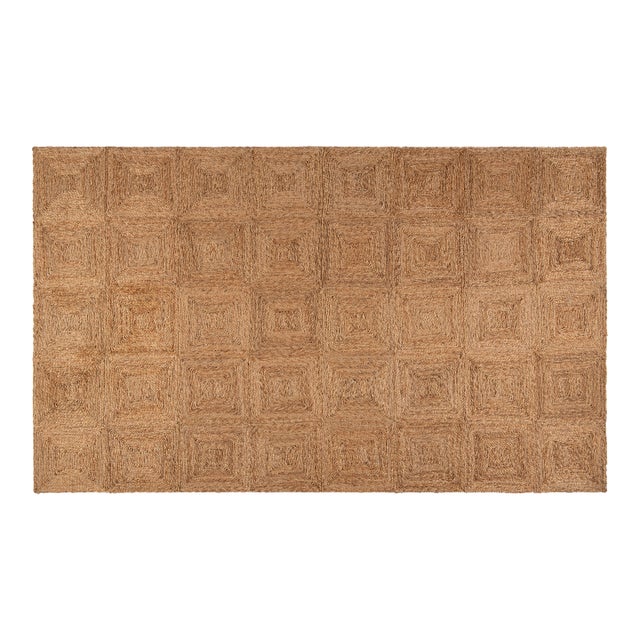 Part & Parcel Goods Jute Block Runner, 2’6”x8', Natural For Sale