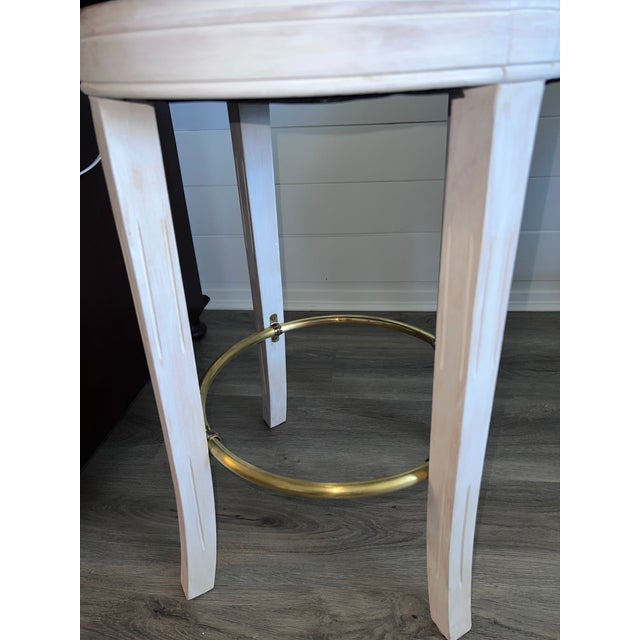 Set of 3 Venetian Grotto Style Carved Shell-Back Counter Stools – Newly Upholstered For Sale - Image 9 of 9