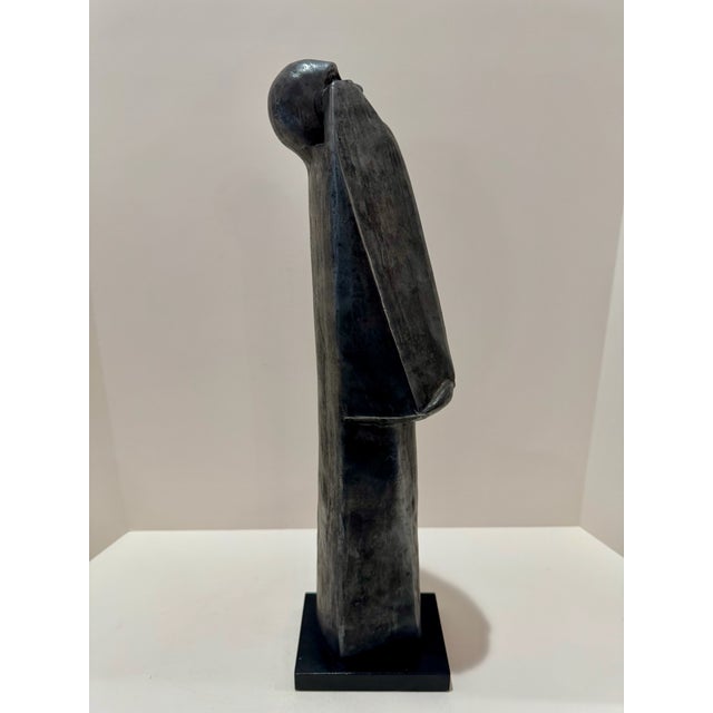 Mid 20th Century Mid 20th Century Larry Mohr Signed Bronze Figurative Sculpture Tall Abstract Modernist Form on Base For Sale - Image 5 of 8