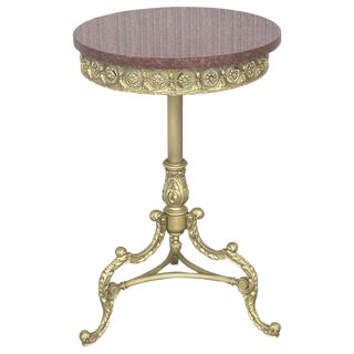 19th Spanish Bronze and Brass Gilted Side Table With Red Marble Top For Sale