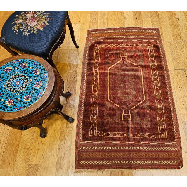 Textile Antique Baluch Tribal Area Rug, Handwoven Wool Pile, Geometric Design For Sale - Image 7 of 15