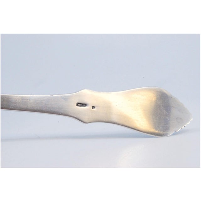 Silver Sauce Spoon with Crimped Handle and Raised Palmettes, in Good conditions.