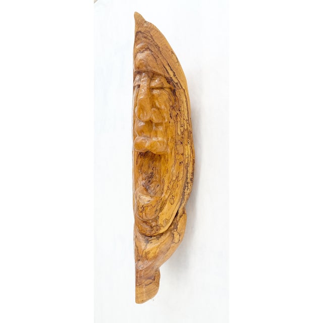 Late 20th Century Large 40" Tall Carved Lacquered Solid Teak Moon Face Wall Hanging Sculpture NICE For Sale - Image 5 of 9
