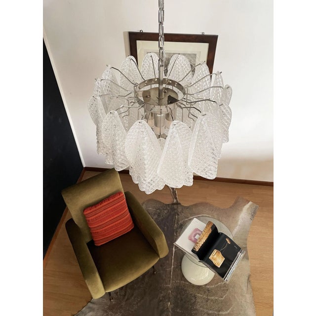 Vintage Italian Murano Glass Chandelier with 41 Rondini Glass Petals, 1980s For Sale - Image 8 of 18