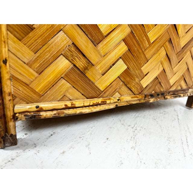 Vintage Woven Rattan Burnt Bamboo Toy Box Hamper For Sale - Image 11 of 11