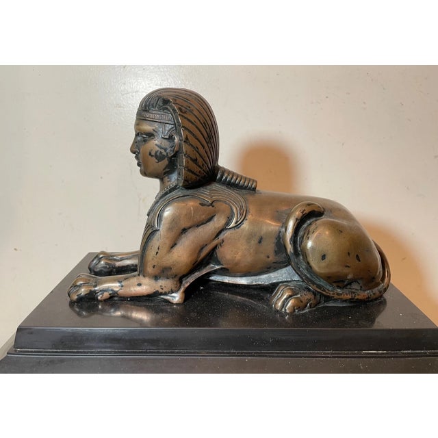 Heavy Antique 19th Century R. Stuart Egyptian Revival Marble Bronze Mantle Clock For Sale - Image 10 of 16