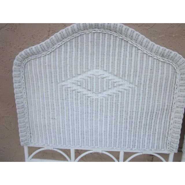 White Wicker Coral Bay Style Twin Headboard - Set of 2 For Sale In Naples, FL - Image 6 of 13
