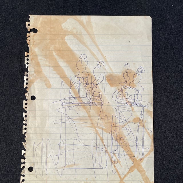 Abstract 1990s Purvis Young Sketches on Both Sides and Signed Dated 3/11/92, Unframed For Sale - Image 3 of 5