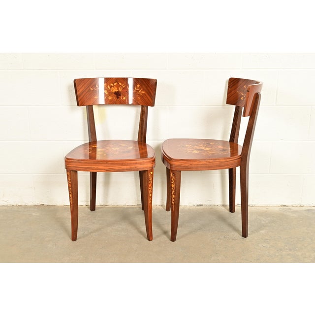 Italian Louis XVI Kingwood Inlaid Marquetry Side Chairs or Dining Chairs, Pair For Sale - Image 10 of 13