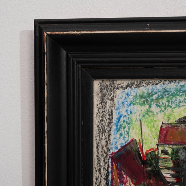 Mid 20th Century France Blue Wood Painting For Sale - Image 9 of 15