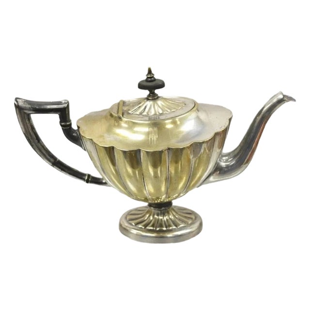 Antique Victorian l.b.s. Co England Silver Plated "Pmp" Monogram Tea Pot For Sale