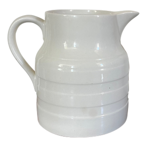 Mid-Century English Creamware 5 Pint Banded Pitcher Jug Dated 1953