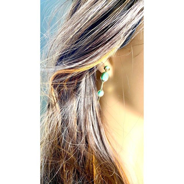 Vintage Ippolita Trending 18k Gold Hoop Earrings Cabochon Turquoise - 2 Pieces For Sale - Image 12 of 12